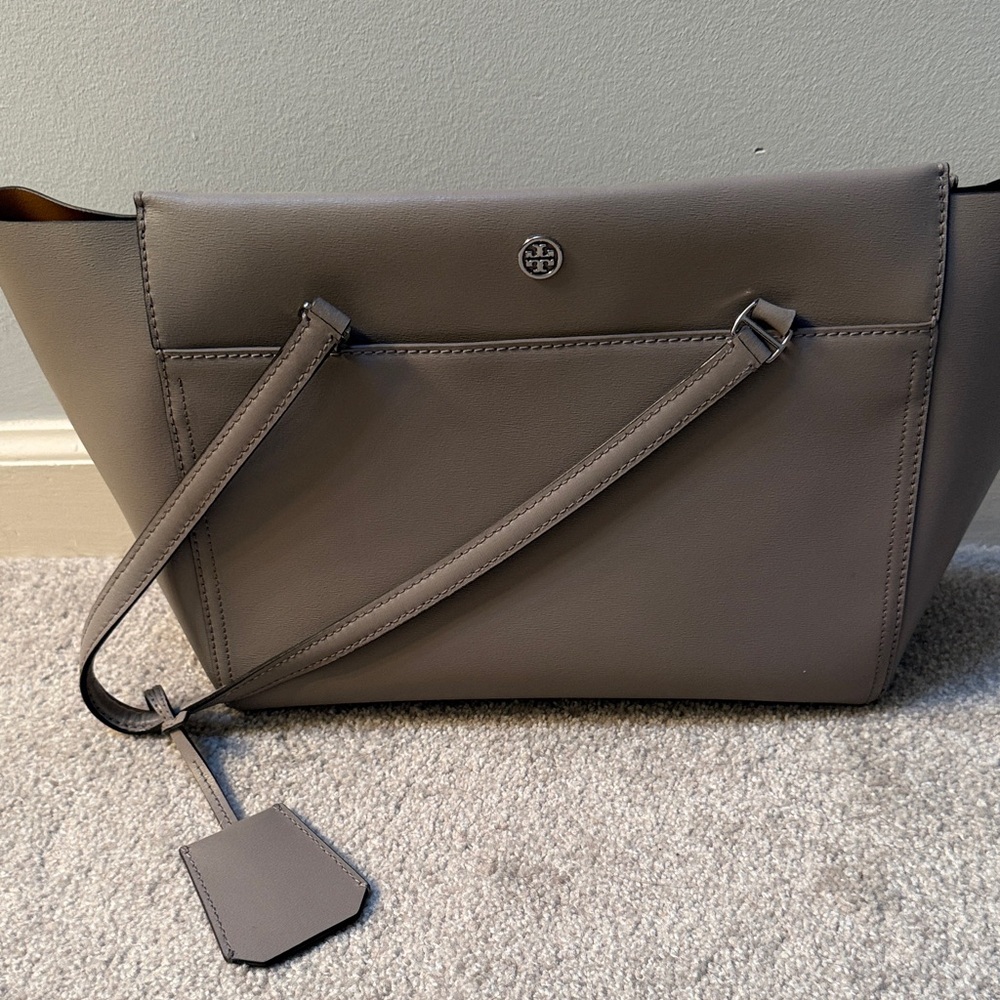 Tory Burch Gray Leather Tote